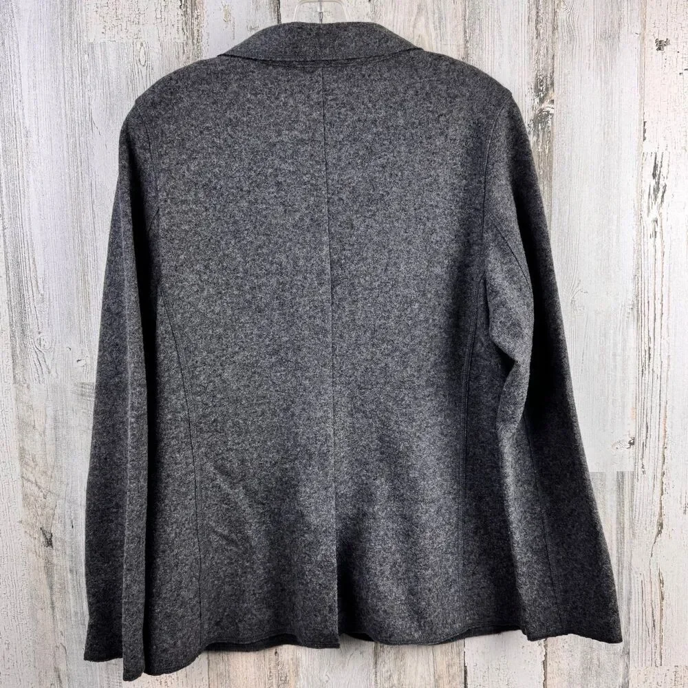 Talbots Petites Blazer Womens 12 Grey Wool Blend Jacket Felted Knit Lightweight - Picture 6 of 10